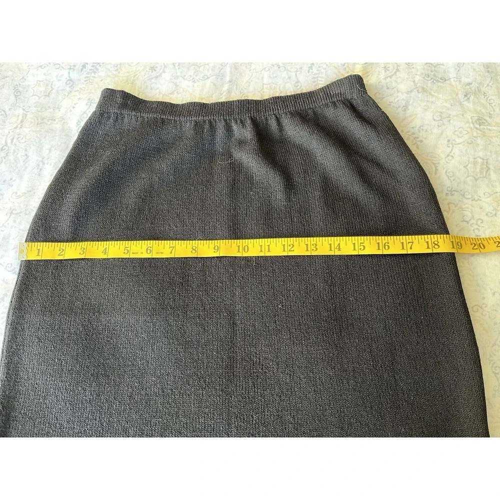 Helen HSU Women's Skirt Size L Black‎ Knit Stretch Knee Length Pull On Pencil